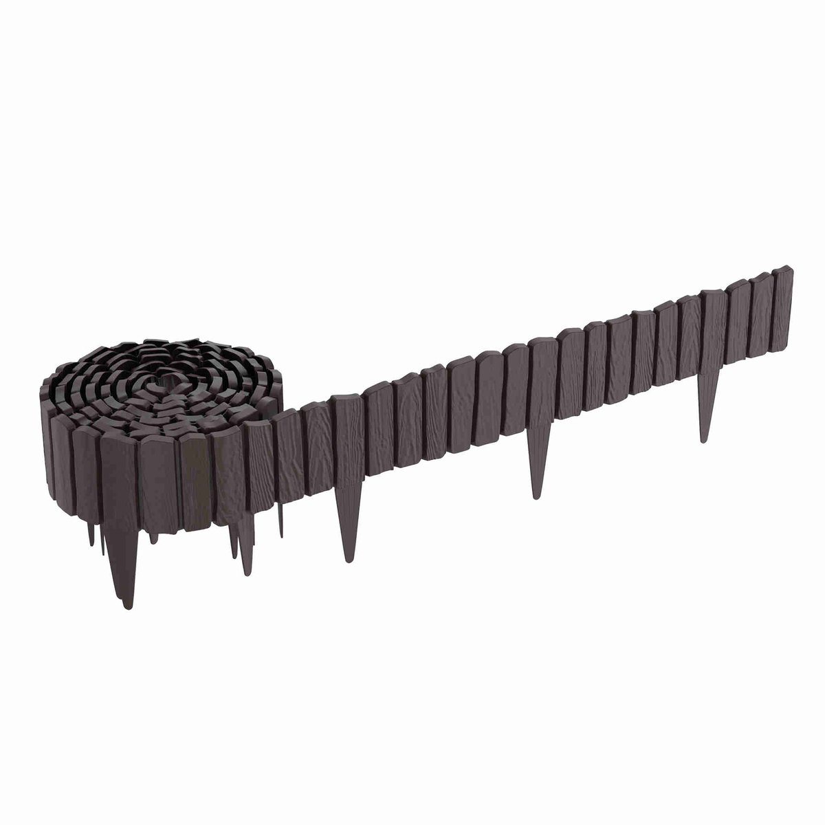 Aufun Houtlook Borderrand Gazonrand 4,6 m - Decoratie Tuinpalissade Omheining - Snijdbare Flexibele Gazonrand - Bruin