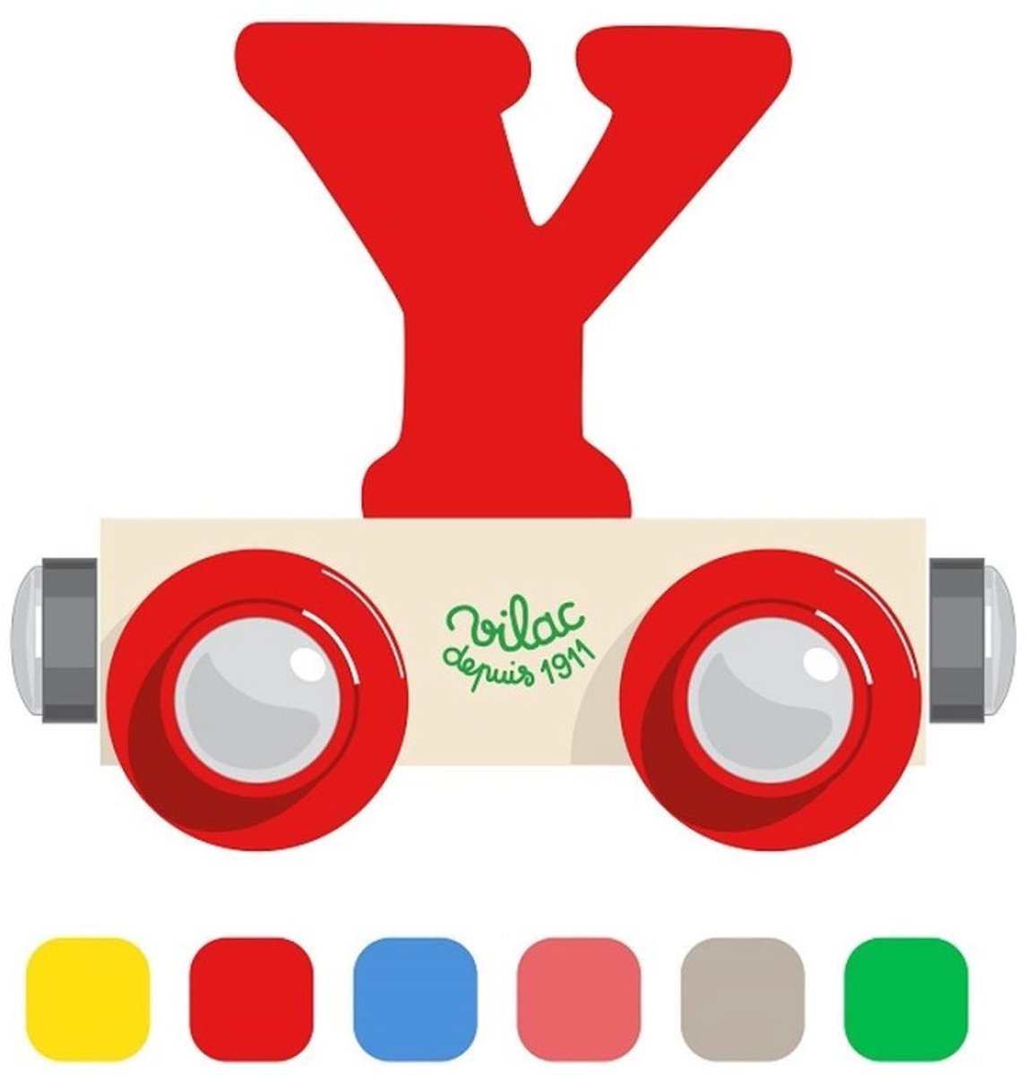 Vilac houten speelgoed wagon letter Y multicolor educatief.