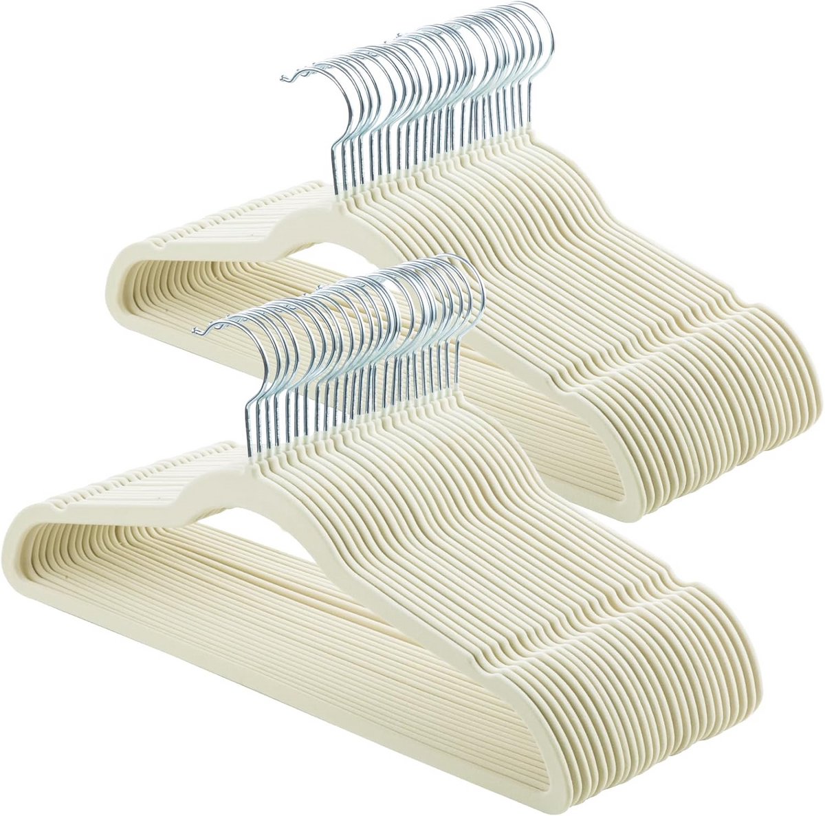 50 Stuks Fluwel অনুম Hang**ers Beige Antislip Dunne Kledinghangers met Draaibare Haak