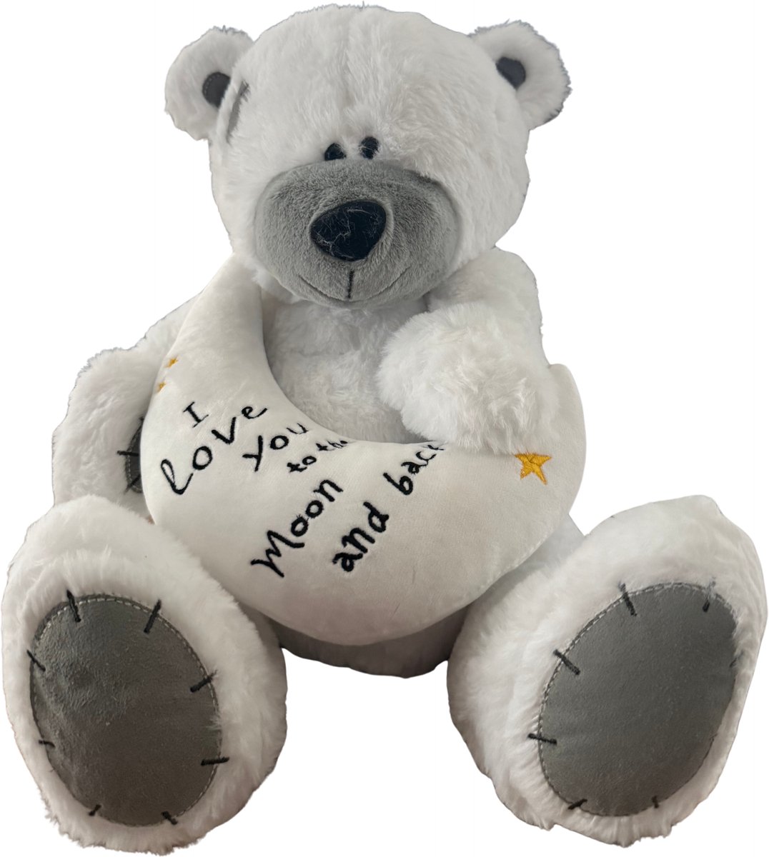 Schattige Witte Teddybeer met I love you to the Moon and back 35 cm – Beer Pluche Knuffel Wit met Moon 35 cm - Knuffelbeer - Teddybeer - Pluche beer - Perfect Cadeau voor Valentijn of Verjaardag