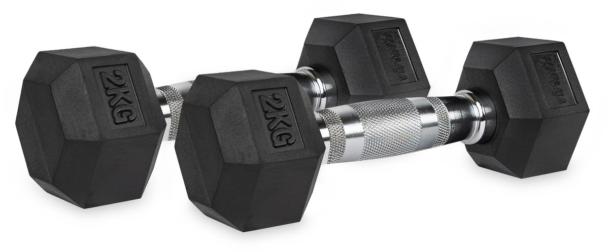 VirtuFit Hexa Dumbbell Pro Set - 2 x 2 kg - Hexagon Dumbbell - Duurzaam en Slijtvast - Krachttraining - Gewicht - CrossFit & Fitness - Geschikt voor Beginners en Professionals - Set van 2