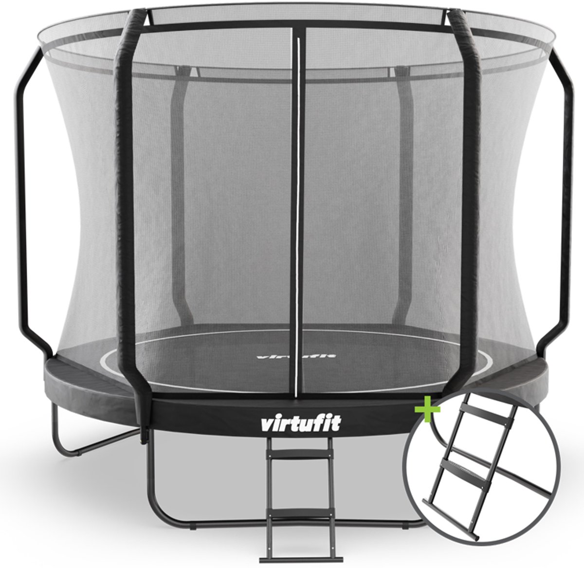 Bol.com VirtuFit Premium Trampoline met Veiligheidsnet - Ø 305 cm Diameter - Incl. Beschermrand - Extra Veilig - Gratis trap - W... aanbieding