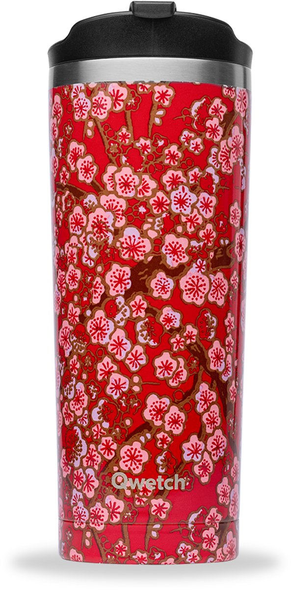 Qwetch - Travel Mug isotherm - Flowers Rood- 470ml