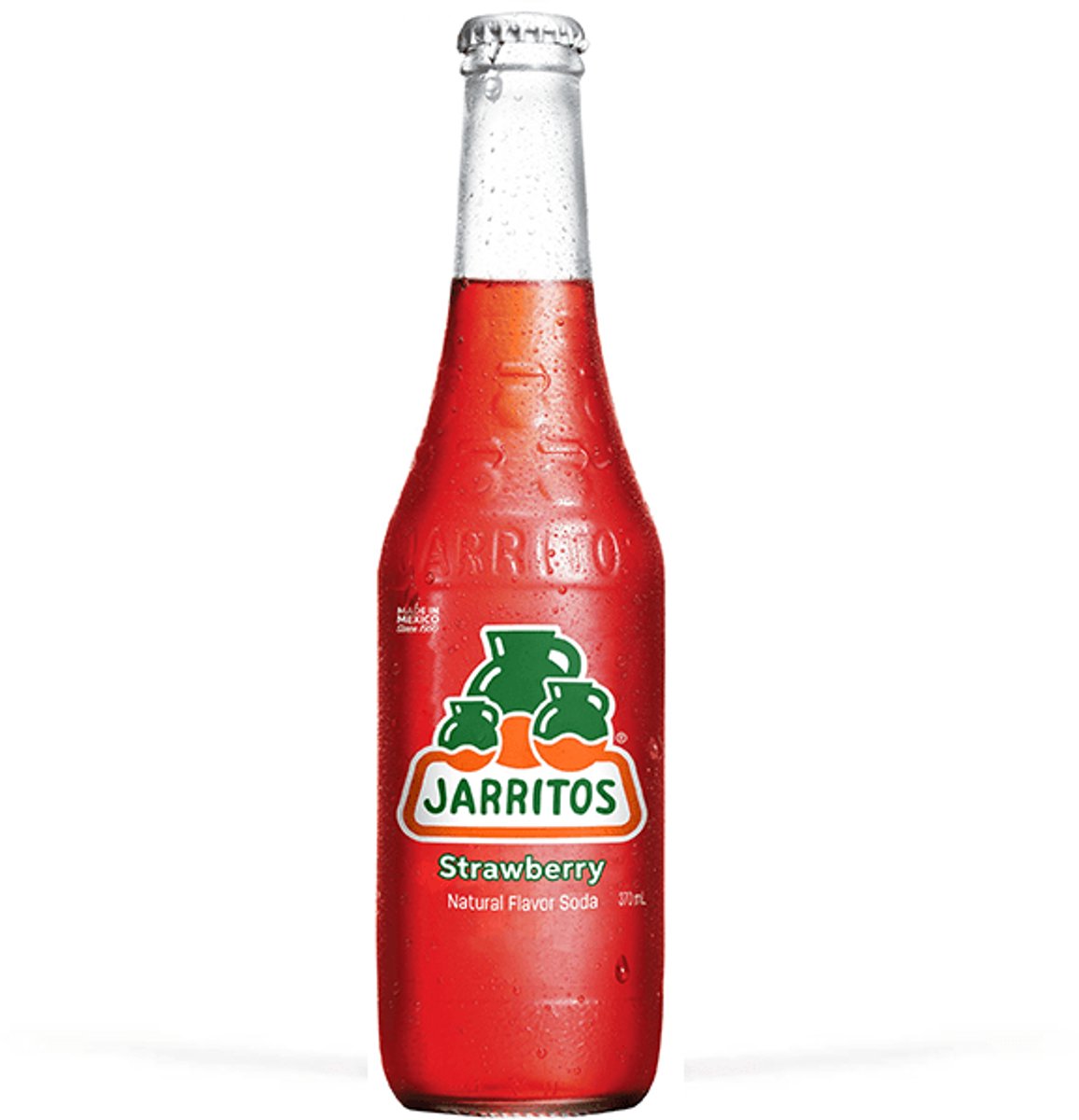 Jarritos Strawberry Soda – 12 x 370ml – Mexicaanse Frisdrank – Glazen Flesjes – 12 Pack
