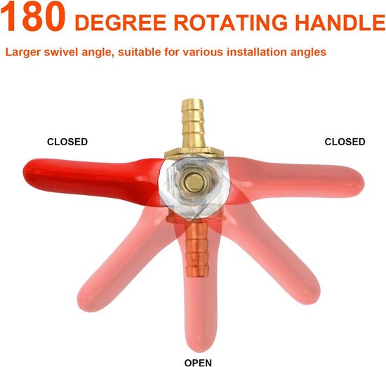 4 Stuks 6 Mm Messing Kogelkraan Met Weerhaak En 8 Klemmen – Voor Water- En Gasleidingen