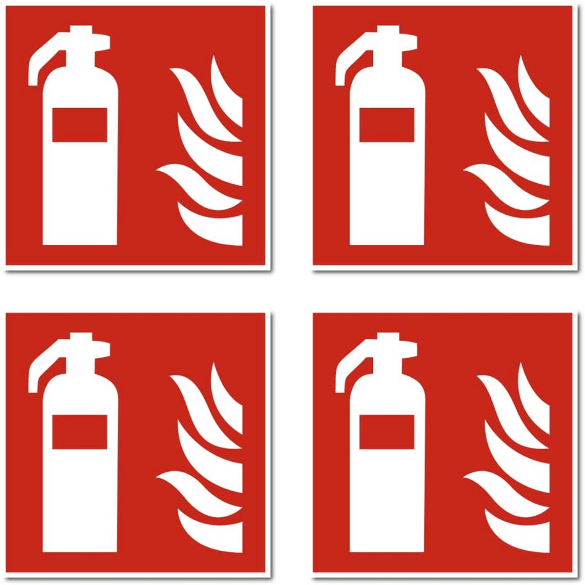 Brandblusser Sticker Veiligheidsteken F001 - Set van 4 - Conform DIN EN ISO 7010 / ASR A1.3 - Reflecterend en Duurzaam