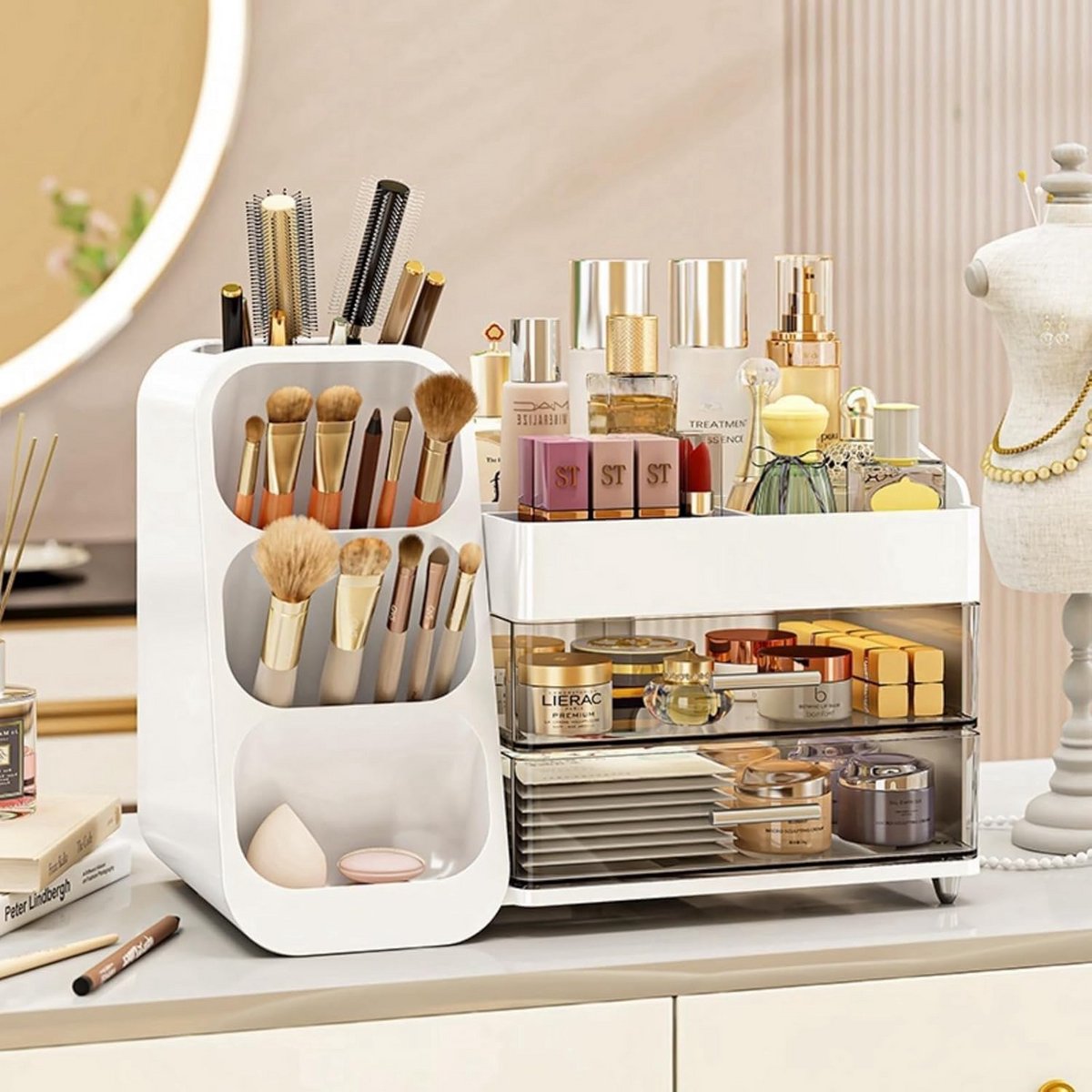 Ruime Make-up Organizer met Laden - Cosmetica Opbergsysteem voor Toilettafel