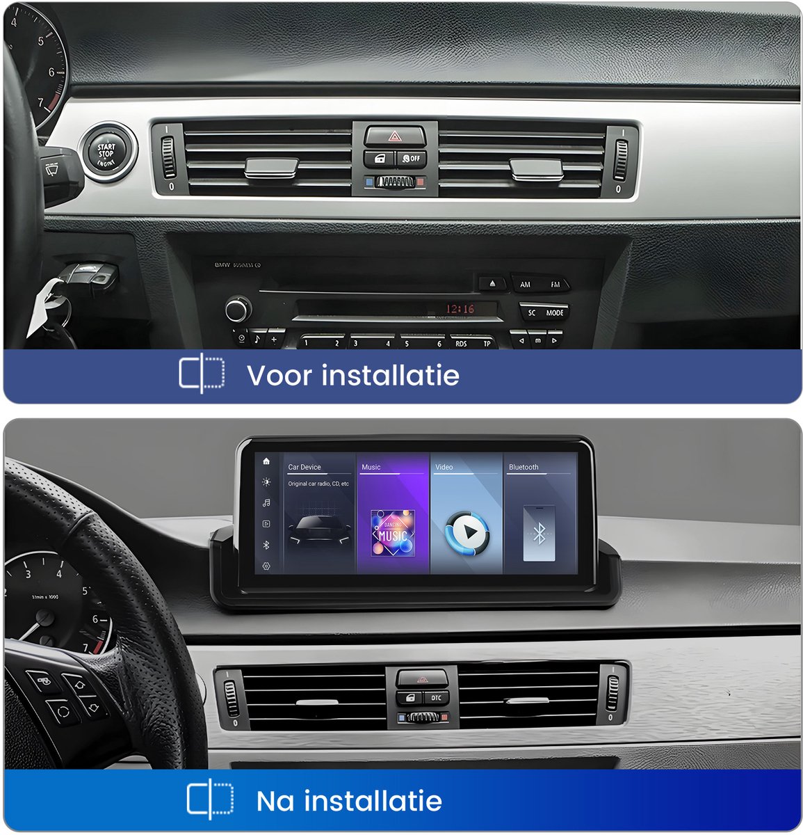 Junsun Android 15 Autoradio Geschikt voor BMW E90 2005-2012 , Draadloze CarPlay & Andriod Auto, DAB+, GPS-Navigatie, WIFI, Bluetooth, RDS, DSP, SWC, 10.25-inch Touchscreen, DSP, Quad-Core processor + Achtercamera