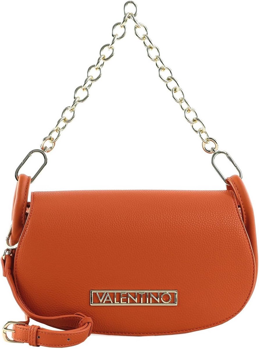 Dames Schoudertas Oranje Vinyl Flap Bag Middelgroot