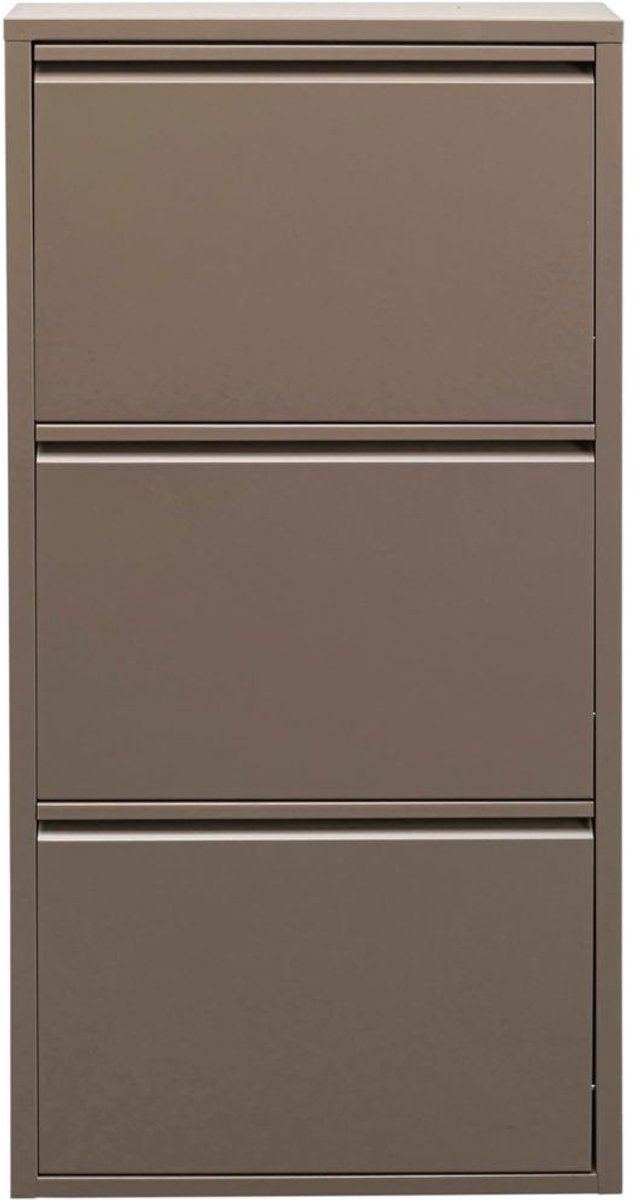 Famanu - Design Schoenhouder Caruso 3 Taupe, staal, 3 kiepvakken, ruimte voor 6 paar schoenen, slank, ruimtebesparend, schoenenrek, schoenenopslag, hal, vloer 103x50x15 cm (h/w/d)
