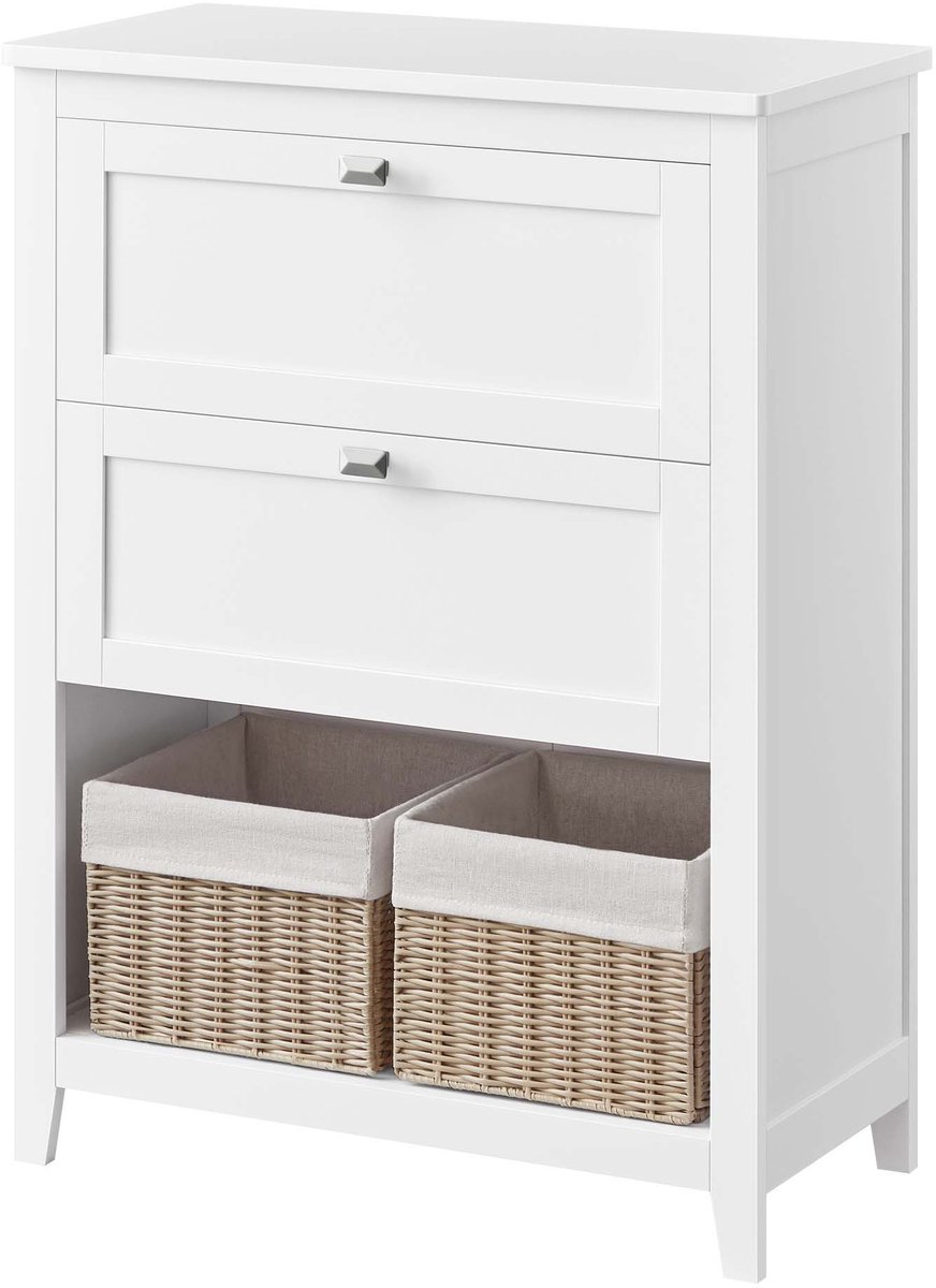 Moderne opbergkast Dressoir Bijzetkast Badkamerkast 30x60x80cm Wolkwit Met 2 lades 1 set v