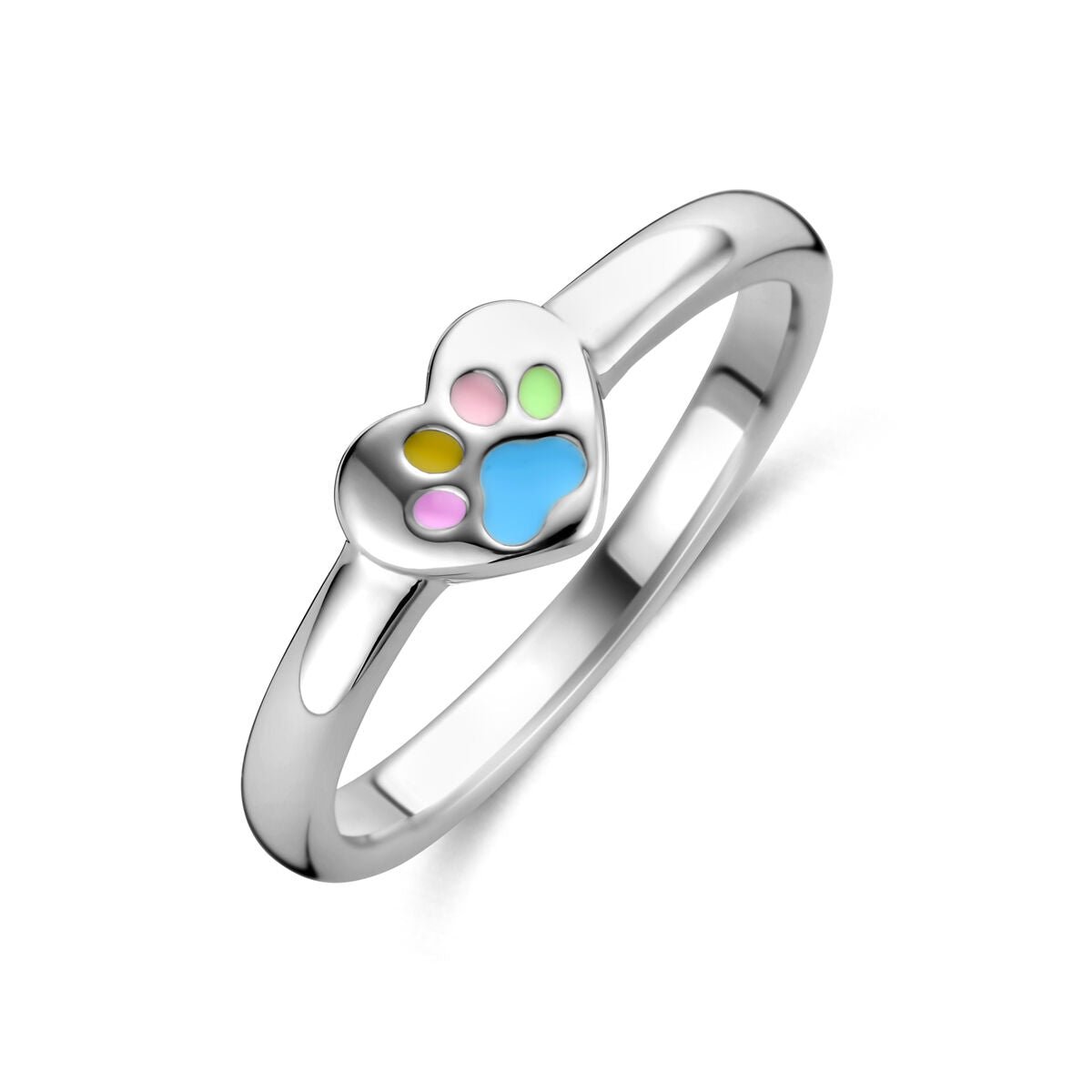 Zilveren Ring Hart met Hondenpootjes – Gerhodineerd 925 Zilver