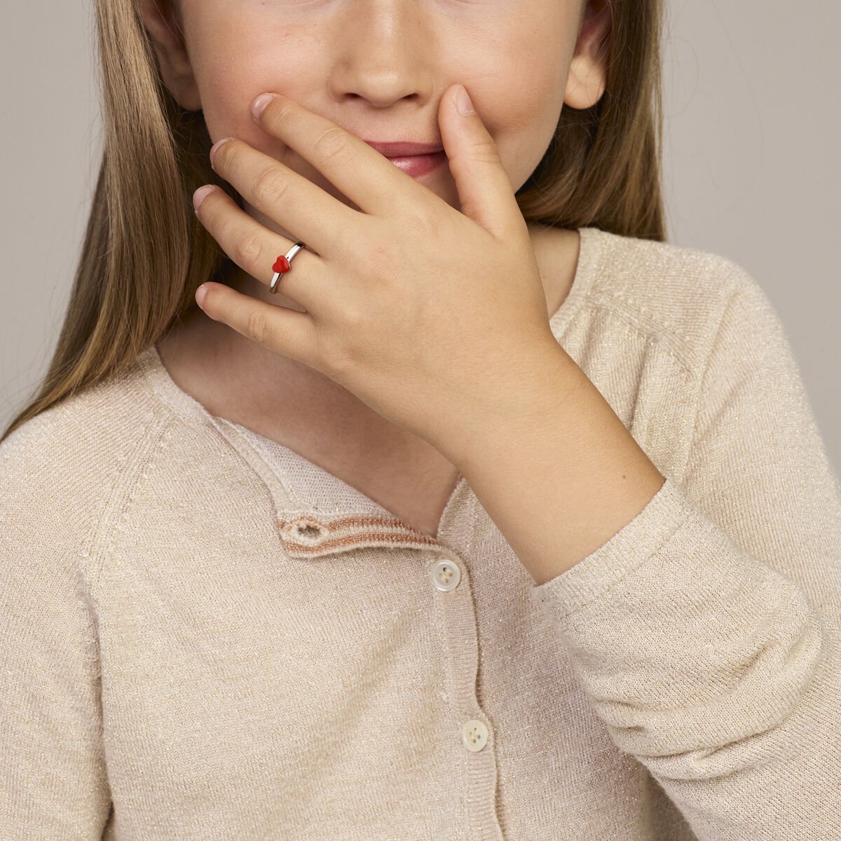 Zilveren Ring met Emaille Hart – Gerhodineerd 925 Zilver - 1341487