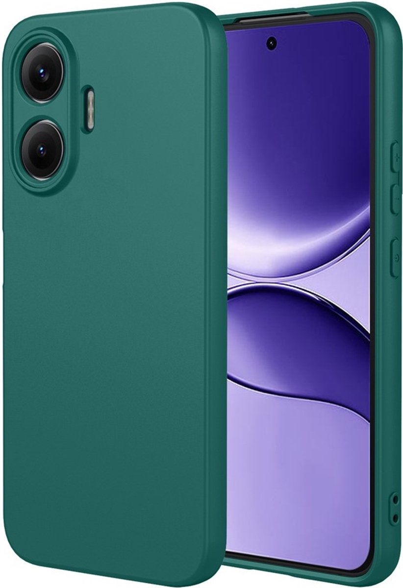 Hoesje geschikt voor Xiaomi Poco F7 - Phonesta Soft Silk Silicone Back Cover - Donkergroen
