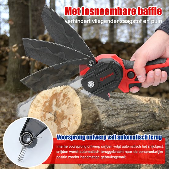 Elektrische Kettingzaag – 21V 15 cm – Borstelloze Motor – 2x 1200mAh Batterijen – Tuin & Hout — afbeelding 3