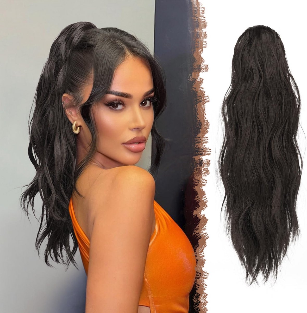 Golvende Clip-in Paardenstaart Verlenging Synthetisch 50 cm voor Dames
