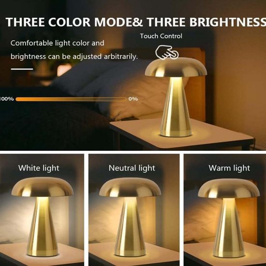 Dimbare Draadloze Tafellamp LED Oplaadbaar - Sfeerlamp Nachtlampje voor Slaapkamer — afbeelding 5