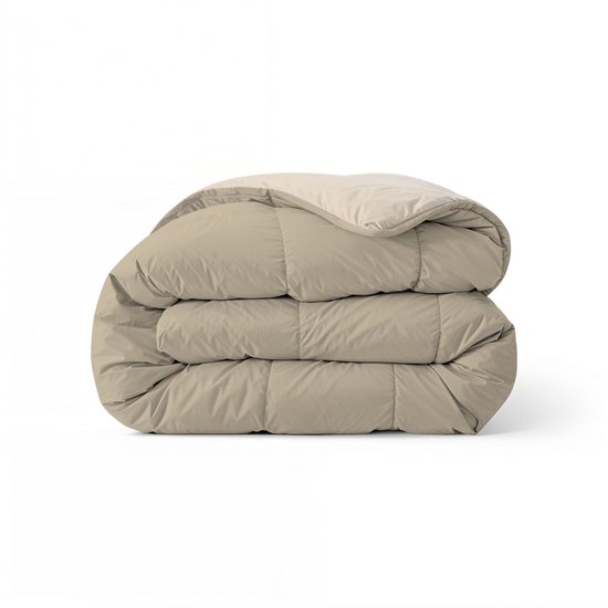 Zelesta Comfort Duo Dekbed zonder overtrek - Wasbaar Hoesloos dekbed - Met vaste overtrek - 2 in 1 - Taupe & Champagne - 140x200cm
