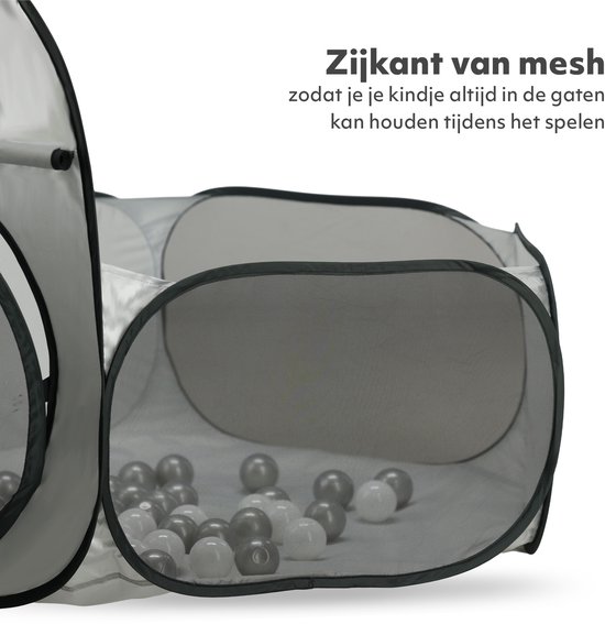 Deryan Luxe Pop Up Kindertent - Speeltent voor Kinderen - Basketbal Ballenbak met 45 ballen - Zilver van Deryan — afbeelding 3