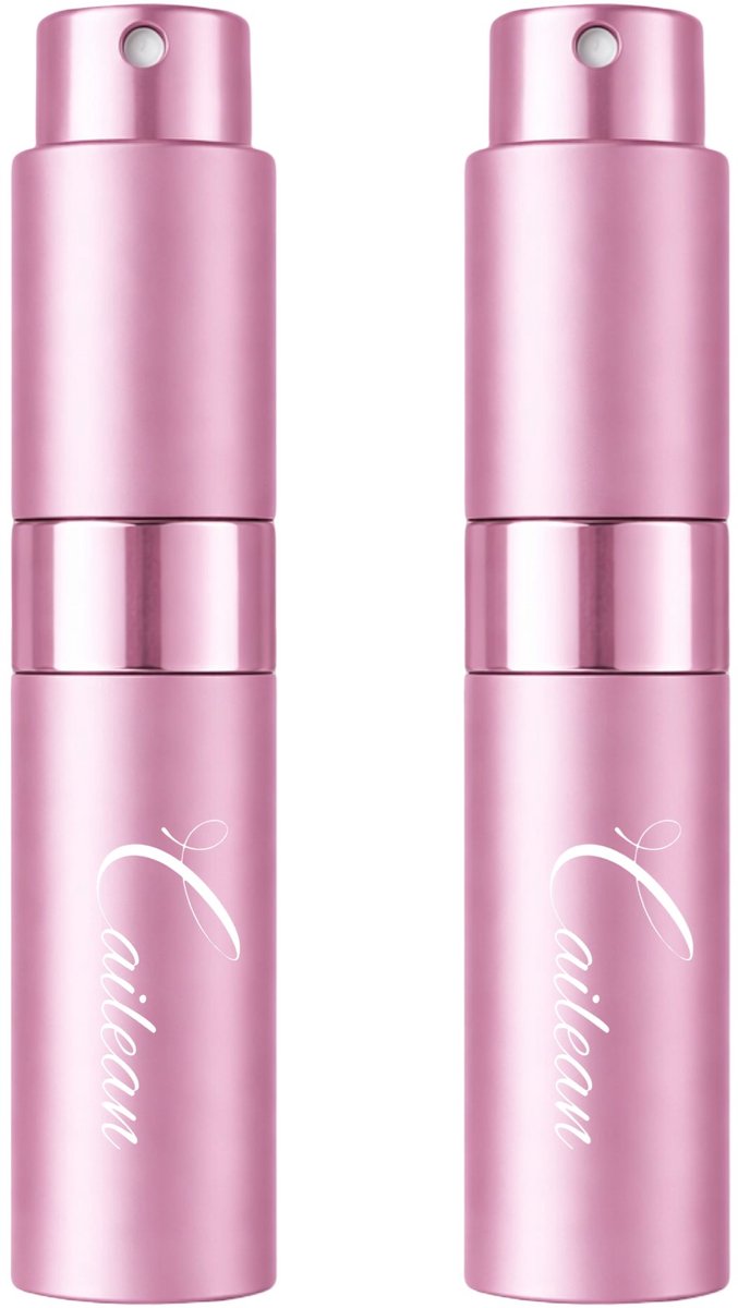 Cailean - Navulbare Parfum Flesjes - 2 Stuks + Opzetstukje - 10 Ml - Rose - Metalen Verstuiver - Glazen Parfum Flesje - Navulbaar - Spray Flesje - Leeg - Reisflesje - Mini lege Parfum verstuiver - Pocket Size