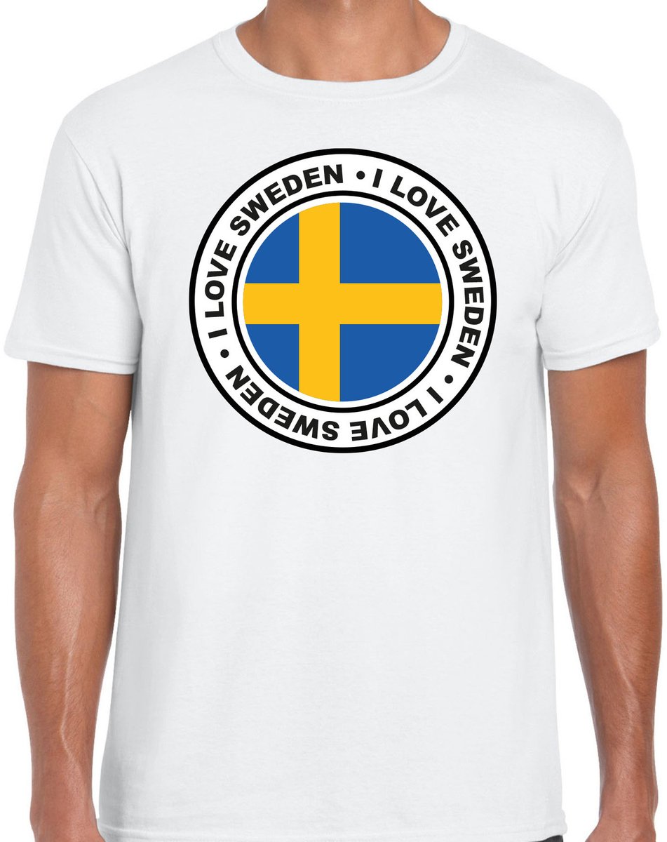 Bellatio Decorations Verkleed T-shirt voor heren - I love Zweden - wit - voetbal supporter - themafeest M