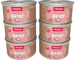 Hoopo Beef - Kattenvoer - 6 x 200g - Graanvrij - Monoproteine - 70% echt vlees - Natvoer kat