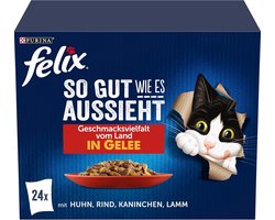Felix Natvoer kat, verschillende smaken van het platteland, Adult, Multipack (24x85g), 2.040 g