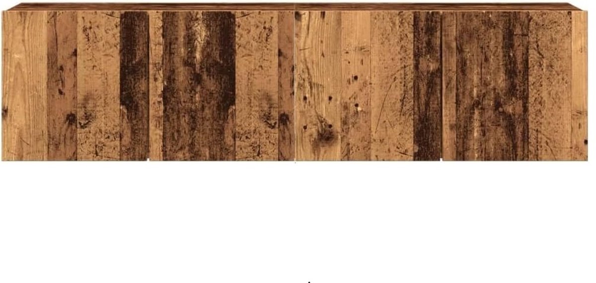 TV-meubel wandkast set 2 stuks – Urbanhome Rustic Oak TV-wandkasten 80 cm – Lowboard met veel opbergruimte, Wandmontage, Televisiekasten, Oud houtlook, Modern design