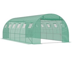 Kas Tunnel 3x6 m – Verzinkt Stalen Frame – 140g PE Net – met Ritsdeuren & Ventilatieraam – Bescherming tegen Insecten, Regen & Zon – Tuin/Kas