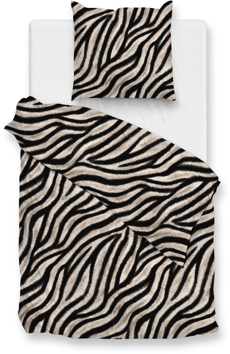 Zohome Dekbedovertrek Zebrato - Bedlinnen met Dieren print - Natural - Dekbedhoes van 100% Katoen-Flanel