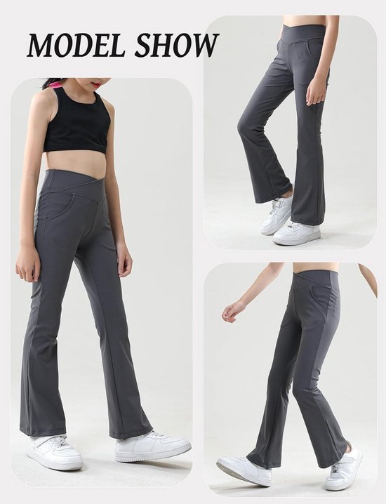 Meisjes Uitlopende Sportbroek met Hoge Taille en Zakken — afbeelding 4