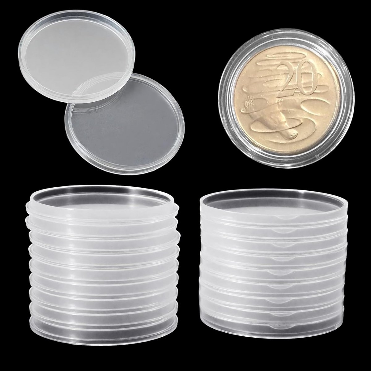 30x Muntcapsules 40mm - Vierkante Munthouders voor Munten en Verzamelobjecten