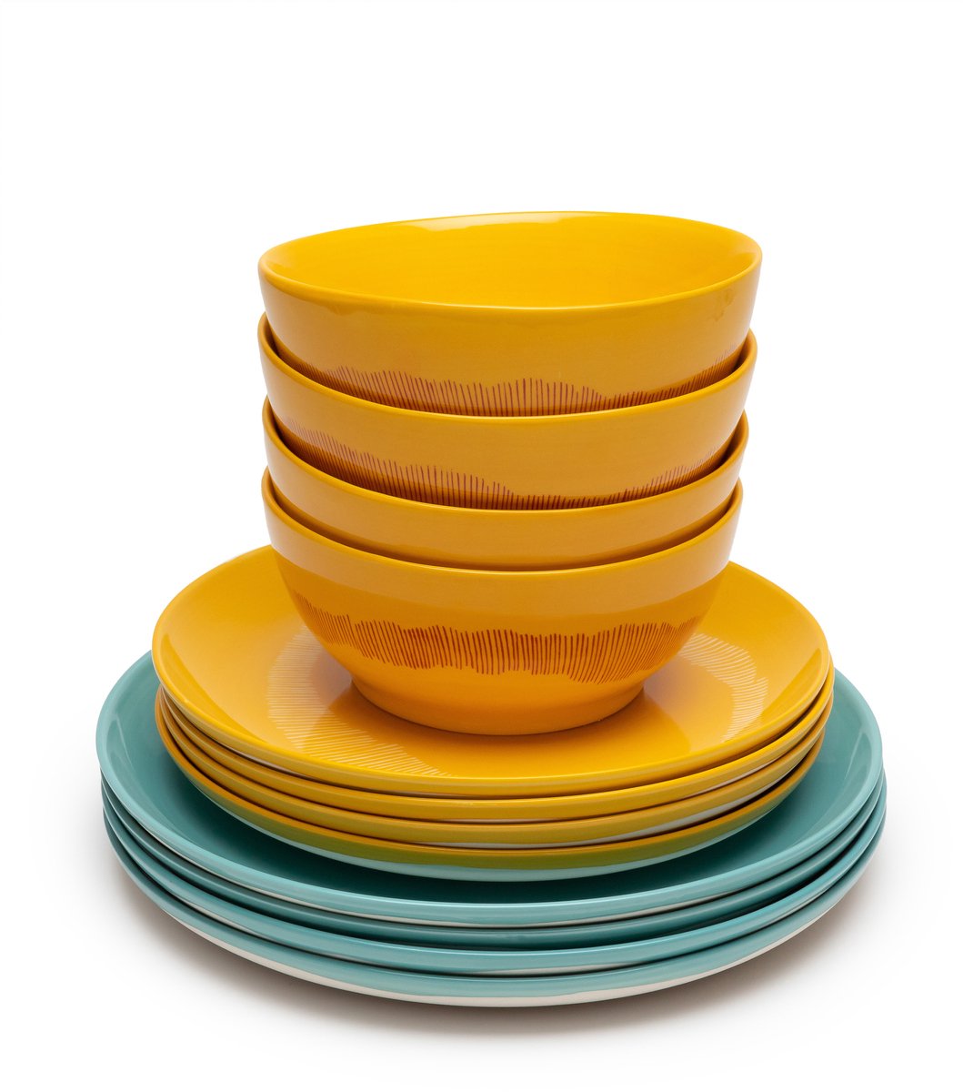 Serax - Ottolenghi Feast - Serviesset - Geel/Azurblauw - 12 stuks