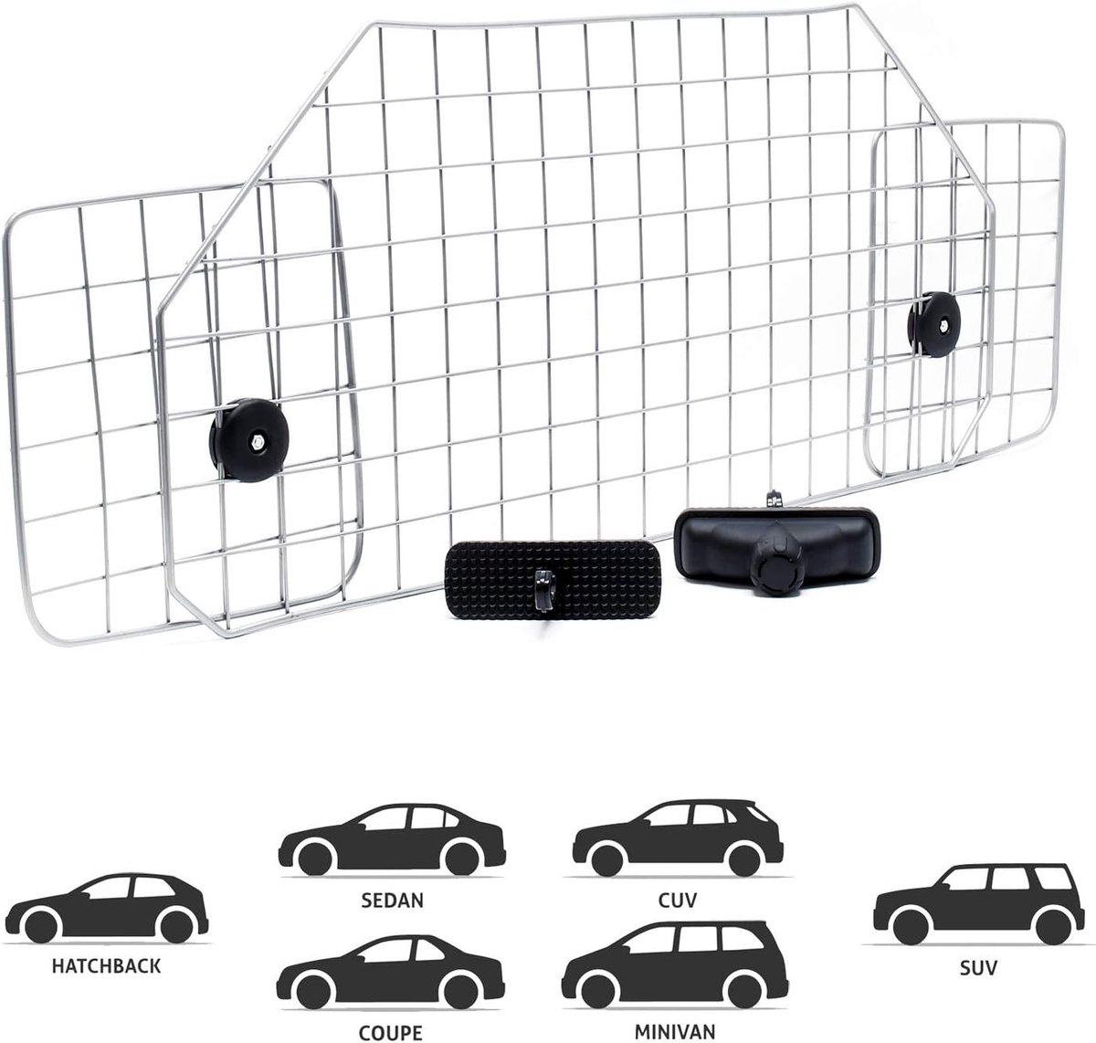 Candala Hondenrek voor de auto traploos verstelbaar in breedte 90-128cm, scheiding hek universeel gebruik