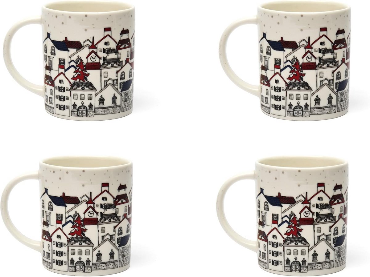 Set van 4 Koffiekopjes New Bone China, 300 ml Inhoud