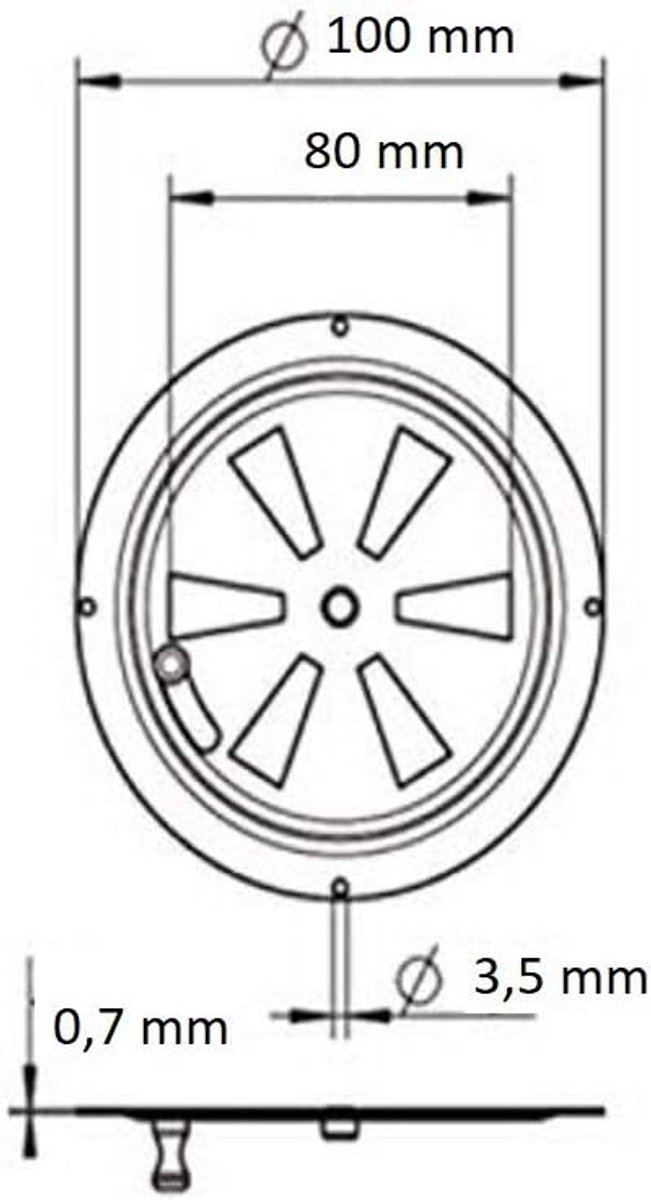 4 Stuks Ventilatiekap RVS Rond 100mm Luchtrooster Rooster Luchtuitlaat