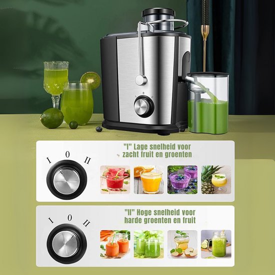 Aurixi® Sapcentrifuges groenten en fruit - Sapcentrifuges - Slowjuicer - Zilver - ‎20cm x 5cm x 15cm van Aurixi — afbeelding 4