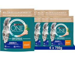 PURINA ONE BIFENSIS SENIOR 7+ droogvoer voor katten, rijk aan kip (6 x 750g)