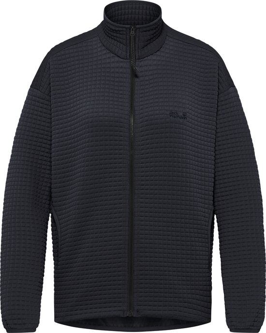 Veste Jack Wolfskin bleu foncé matelassée avec fermeture éclair, vue de face.