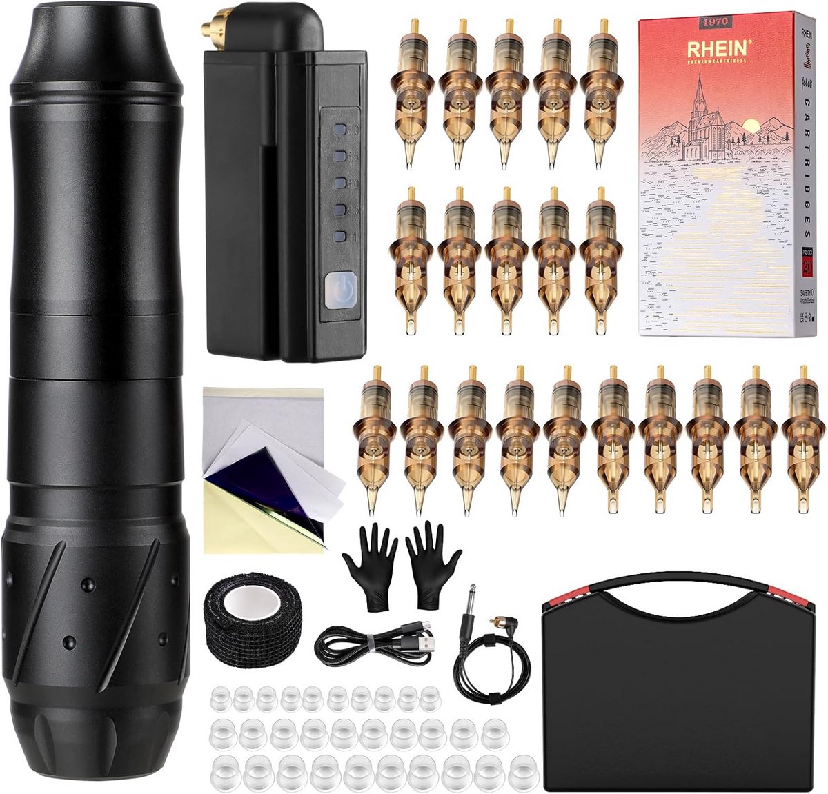 Tattoo Machine met Accessoires - Tattoo kit Draadloos - Complete Set - Starterspakket