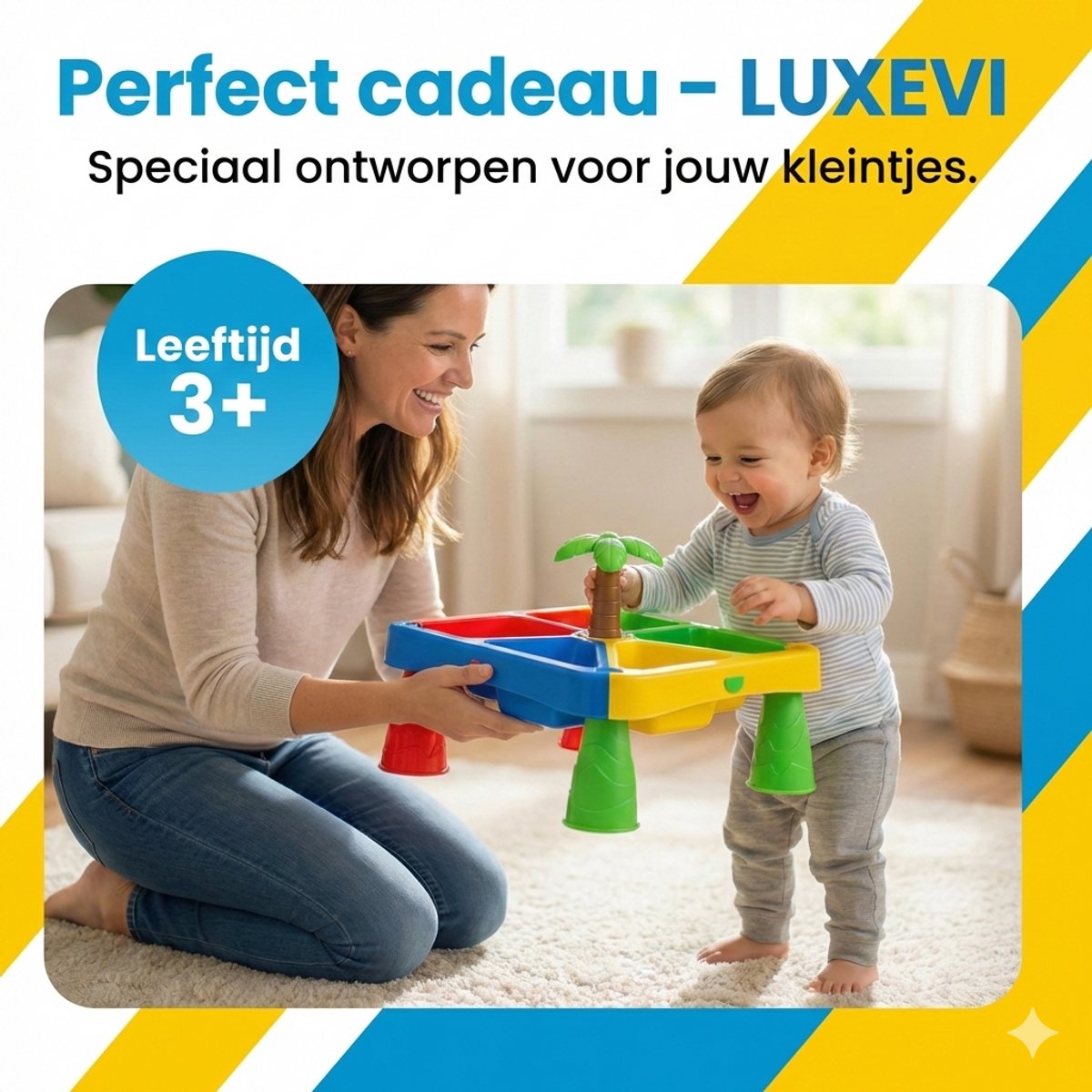 LuXeVi Zand- en Watertafel met Krukje - 25-delige Speeltafel voor Kinderen - Incl. Strandset, Gieter en Vormpjes - Binnen & Buiten Speelgoed — afbeelding 7