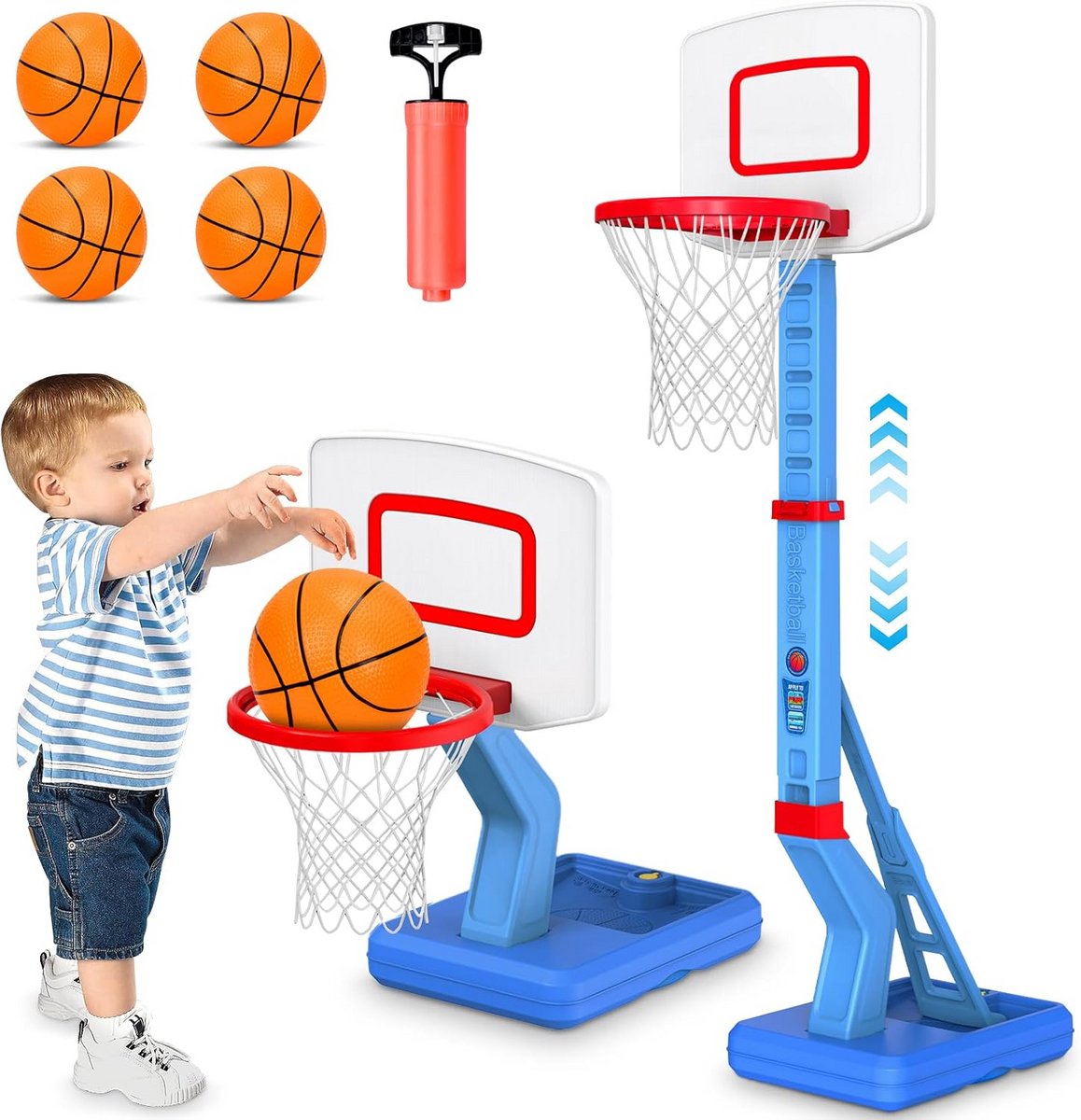 In Hoogte Verstelbare Basketbalkorf voor Kinderen Binnen en Buiten