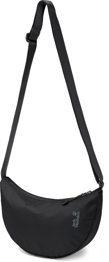 Zwarte crossbody tas van Jack Wolfskin met verstelbare band en ritssluiting.