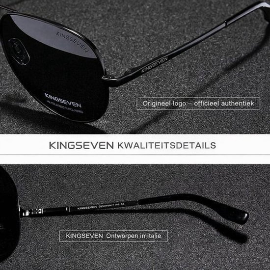 Kingseven Zonnebril Heren - piloten zonnebril - Polariserend - Zwart van Merkloos — afbeelding 4