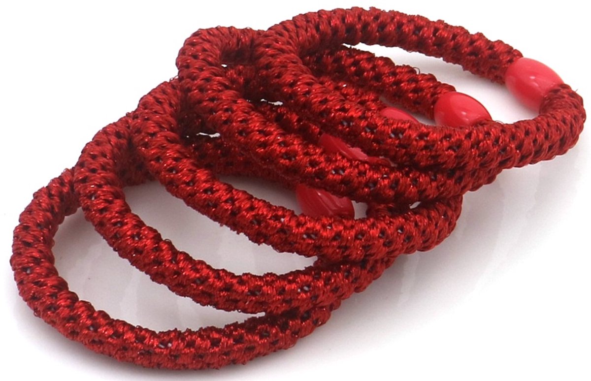 Haarelastiekjes - glitter - rood - 5 stuks