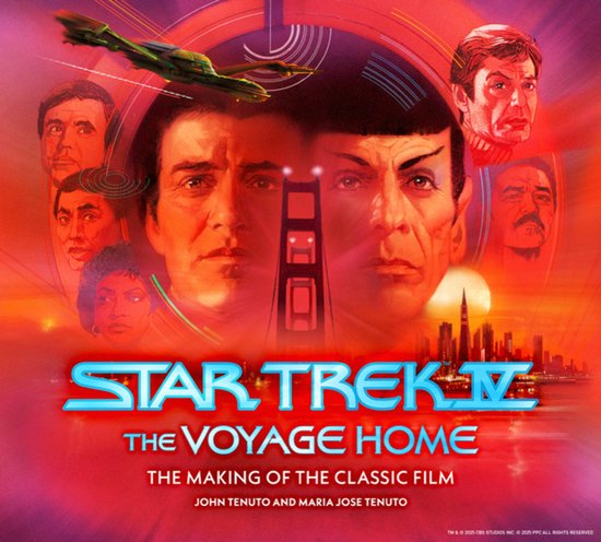 Couverture de livre intitulée Star Trek IV: The Voyage Home. Présente les visages des acteurs principaux et un vaisseau spatial.