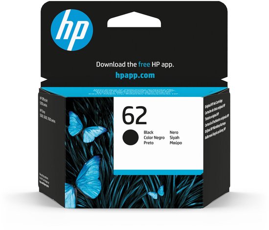 HP inktcartridge 62, 200 pagina's, OEM C2P04AE, zwart