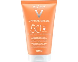 Vichy Capital Soleil Onzichtbare Hydraterende Beschermende Melk SPF50+ - Alle Huidtypes - Vitamine E en Vulkanisch Water van Vichy - 150ml