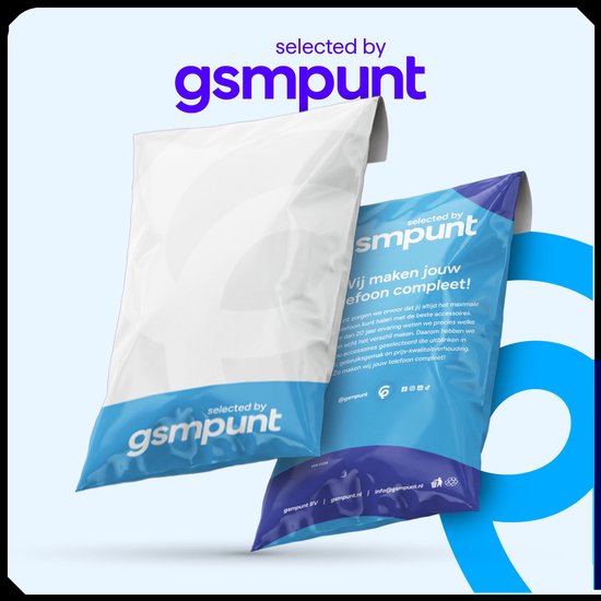 Verpakkingen met 'selected by gsmppunt' logo, een witte en een blauwe.