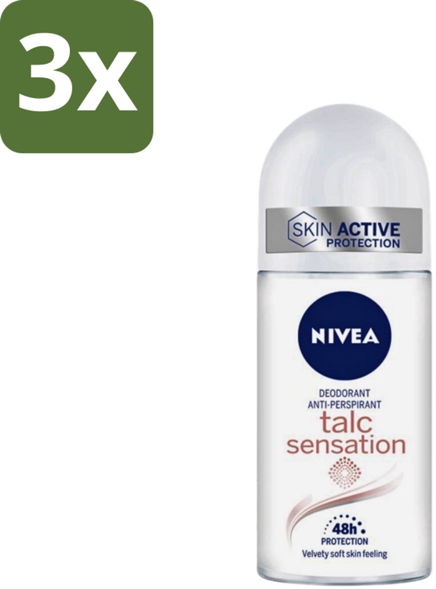 Nivea - Deo Roll-On - Talc Sensation - Anti-Transpirant - 50 ml - Bulkverpakking - 3 stuks